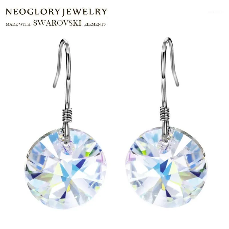 Dangle Chandelier Neoglory Jewelry Crystal S925 Silver Hook Earrings 클래식 라운드 디자인 선물로 선물로 장식되어 있습니다 1