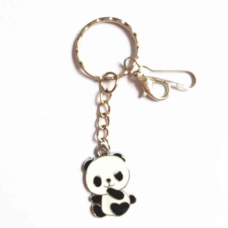 Anahtarlıklar gümüş çinko alaşım panda anahtar yüzüğü, mini kolye çanta, büyüleyici araba kişiselleştirilmiş hediye