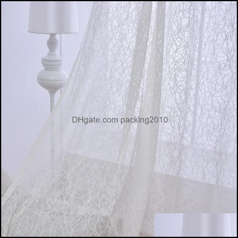 Curtain & Drapes Tulle Modern Simple Jacquard Art Light Color Translucent Lace Pure White Sheer Bird Nest Curtains For Living Dining Room