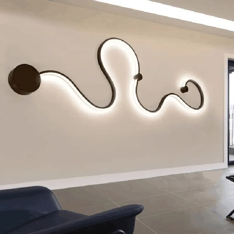 Art Deco Led Curve Wall Decorative Lighting Black Curved LED Wall Light  Home Decor Bar Hall Hotel Indoor lampada a muro Factory Direct Sale