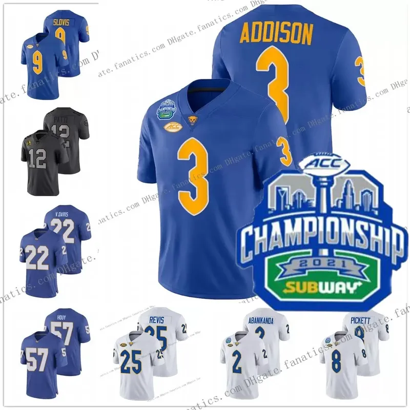 Custom 2022 Pitt Panthers Champions Jersey ACC College Football Addison