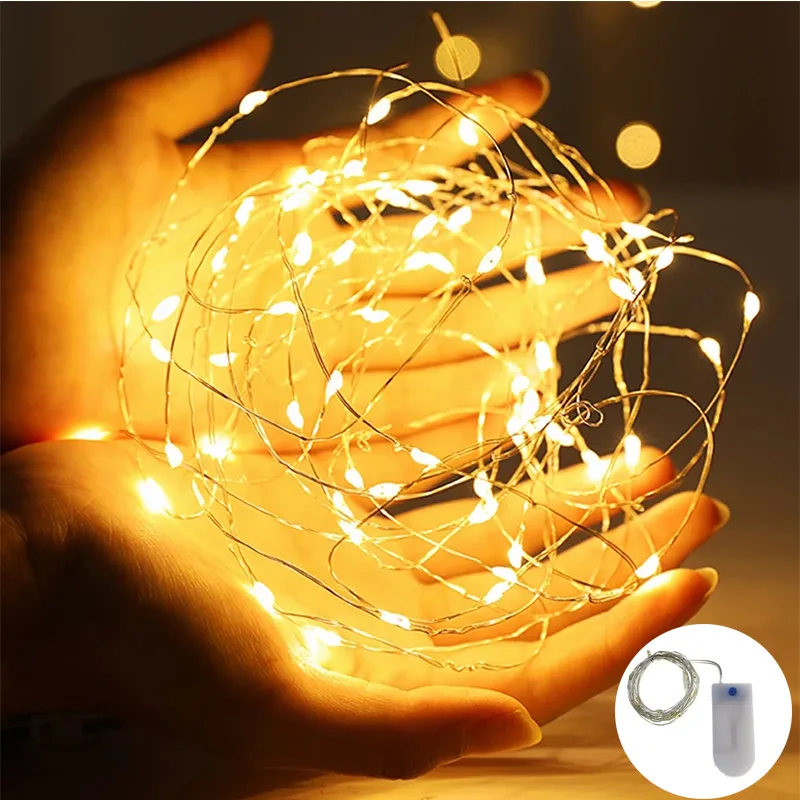 1M 2M LED String Lights Flashing Copper Wire Fairy light Night Lamps For Christmas Garland Room Bedroom Indoor Wedding Decoration Lamp