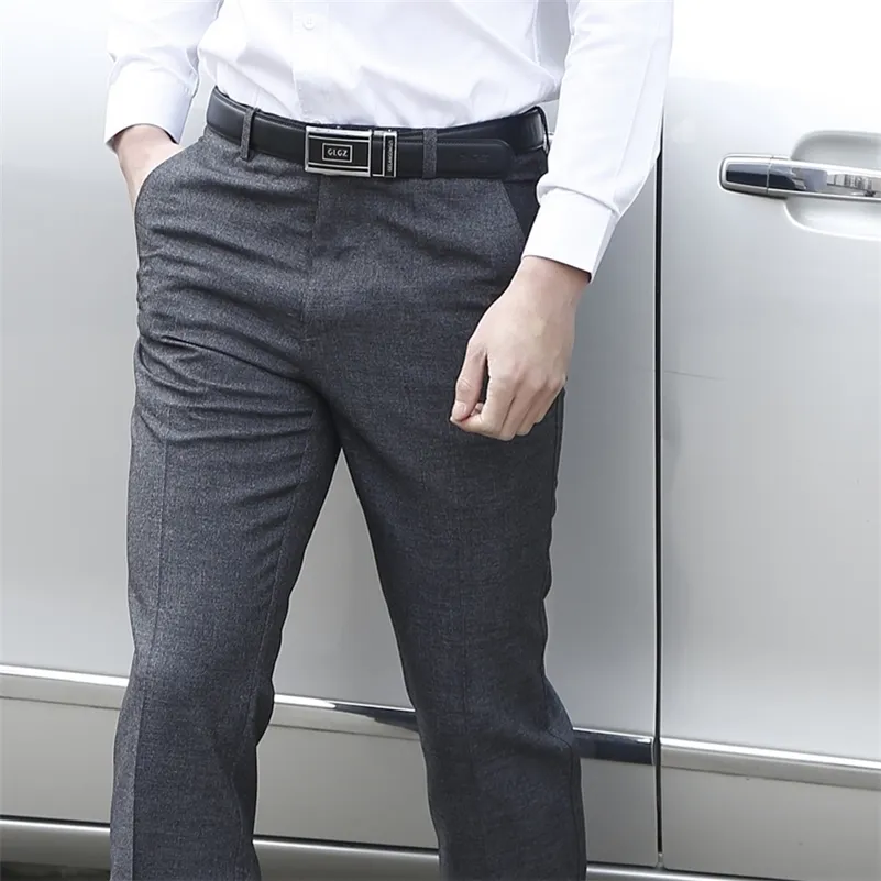 Thoshine Marka Erkekler Ince Takım Elbise Pantolon Örgün Iş Pantolon Düz Stil Erkek Akıllı Rahat Uzun Pantolon Hafif Artı Boyutu 201106