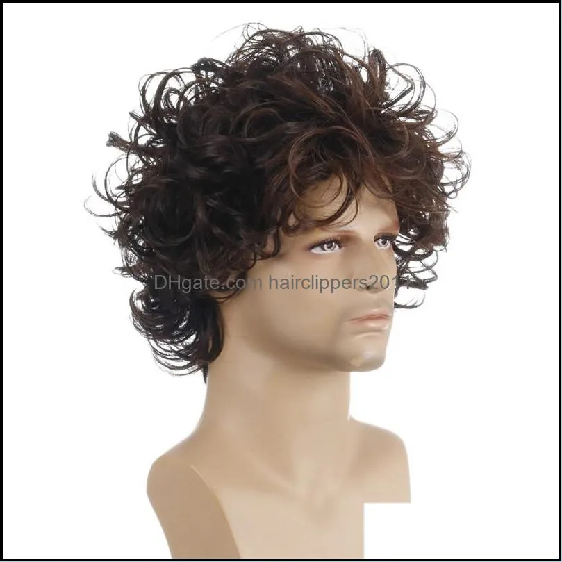 11 inches Men`s Synthetic Wig Mix Color Pelucas Perruques de cheveux humains Simulation Human Remy Hair Wigs WIG-M29