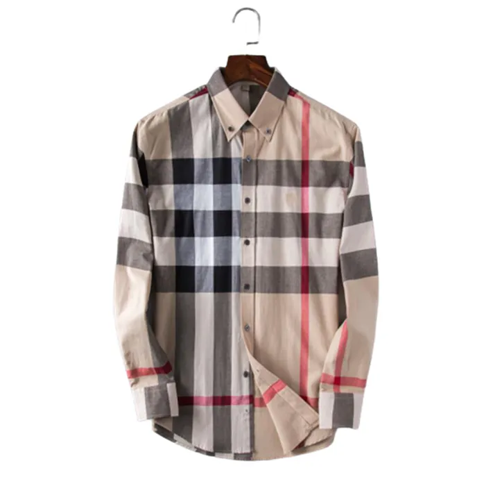 Hommes chemises décontractées hommes rayé chemise à carreaux à manches longues Slim Design printemps automne asie taille S M L XL XXL XXXL 4XL #158