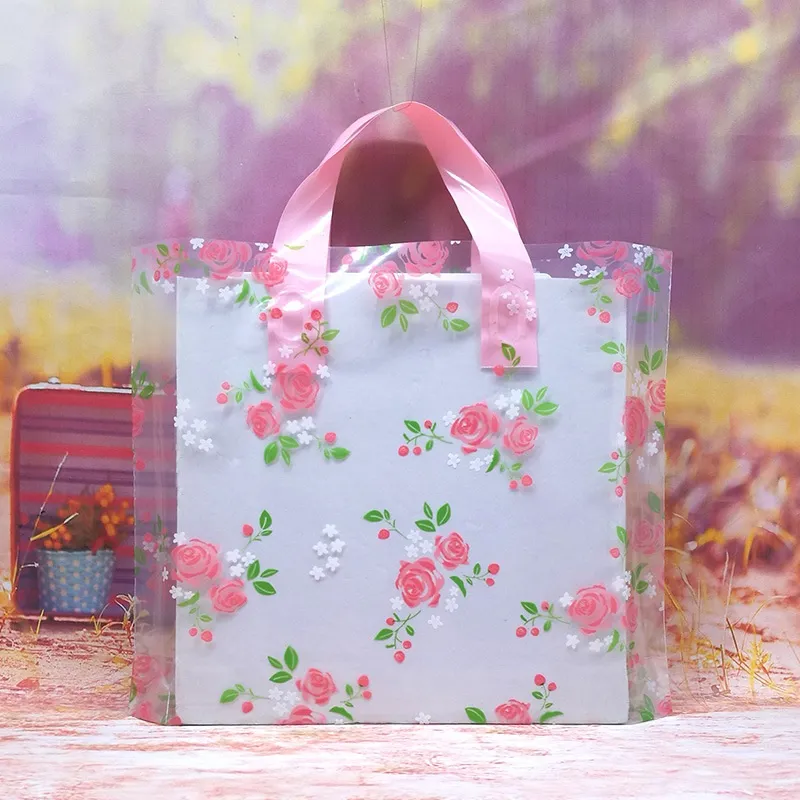 Plastic Card Factory Gift Bags Bag 30*25cm With Handle Flower Cartoon
