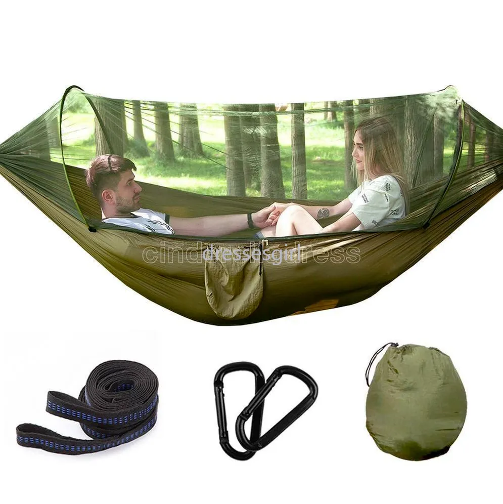 Trädtält 2 person lätt bära snabb automatisk öppning tält hängmatta med sängnät sommar utomhus luft tält snabb frakt cc