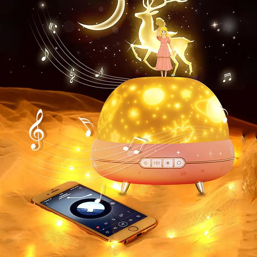 星空のスカイプロジェクターランプ夜ライトロマンチックな人形の星空のブルートゥースの机上Lamp New2966