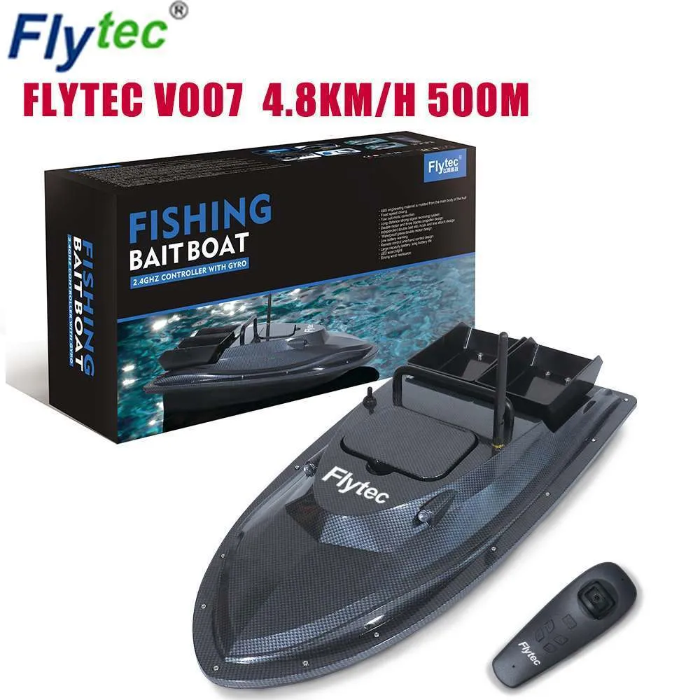 Flytec V500 V007 Appâts de pêche Bateau RC 500M Détecteur de poisson à distance 5,4 km / h 2-24h Utilisation du temps Jouet extérieur à double moteur avec émetteur 201204