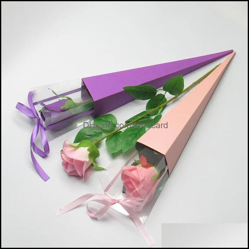 Creative Wrapping Paper Box Eco-friendly 42cm Colorful Single Flower Folding Flowers Rose Flowers Gift Boxes Packaging Wedding