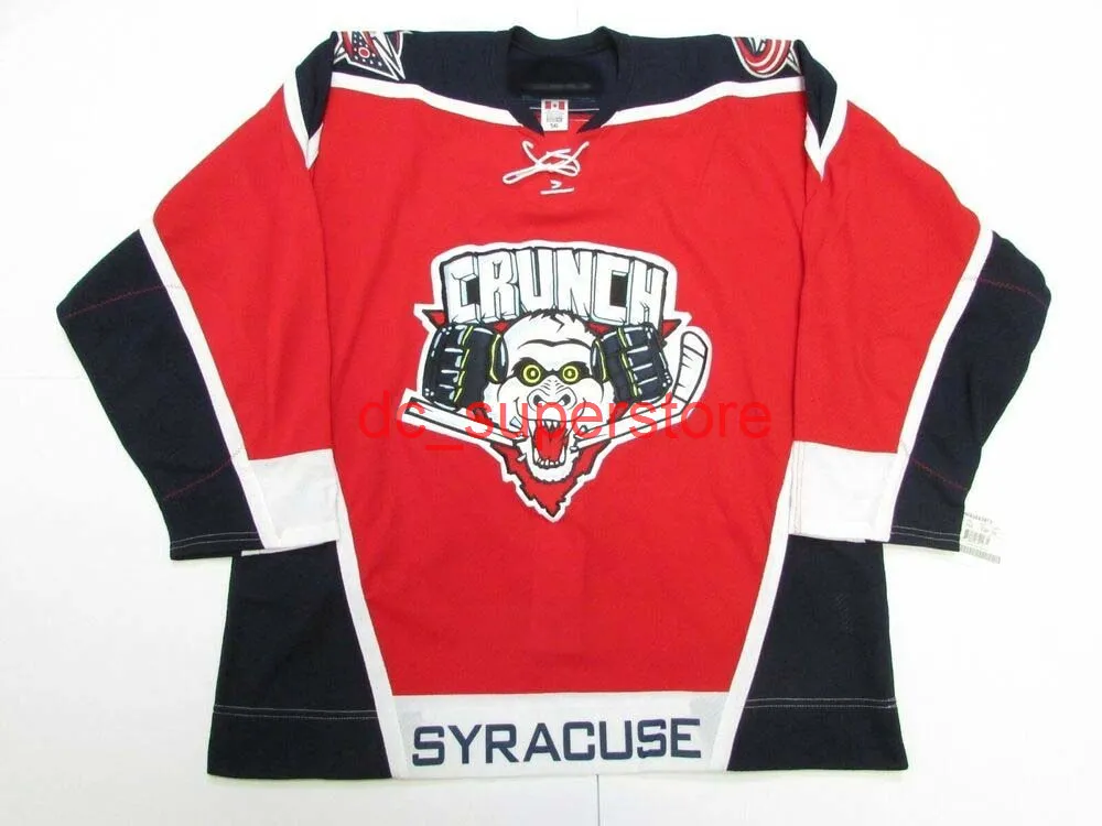 Jersey de hockey ahl de Syracuse cousu Cousu Syracuse AHL Ajouter n'importe quel numéro Number Mens Kids Jersey XS-5XL