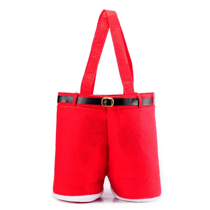 Christmas Treat Candy Bag Wine Bottle Holder Santa Pants Gift Wrap Bags Wedding New Year Holiday Decor JK2010XB