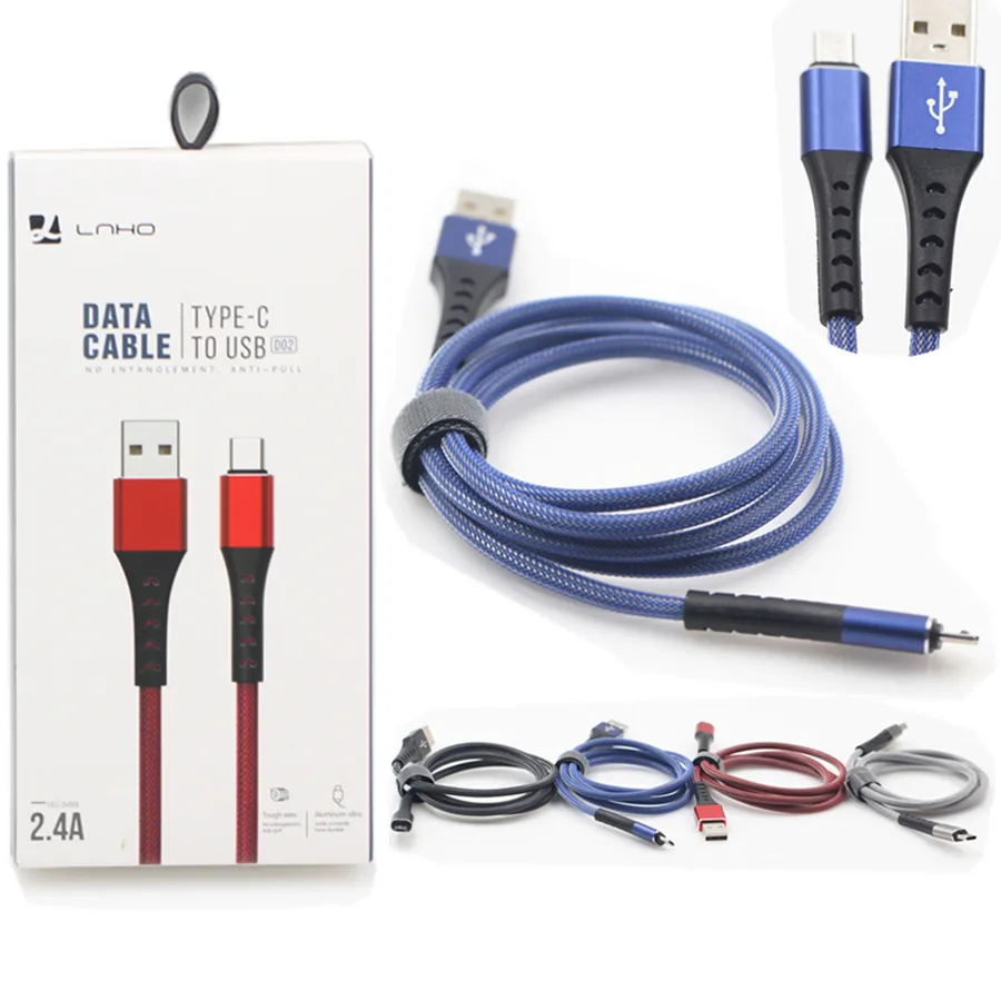 Mikro USB Tipi C Kablosu 1 M / 3FT 2.4A Hızlı Şarj Tel Samsung S20 Redmi Veri Kablosu Cep Telefonu USB Şarj Kablosu Perakende Paketi ile