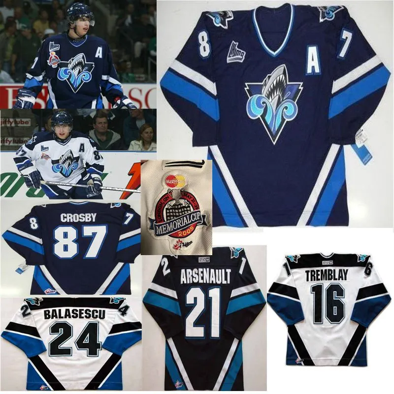 Rimouski Oceanic Hockey Tröjor Sidney Crosby Tröjor Alexis Lafreniere Brunet Balasescu Erick Tremblay Arsenault Custom Stitched