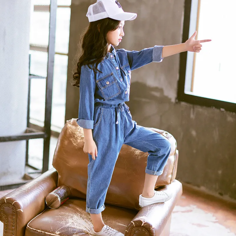 Teenage Girl Denim Two Piece Set Casual Solid Blue Jeans And Girls Cargo Pants For Spring And Autumn Tracksuit LJ200916 From Jiao08 23.63 DHgate.Com