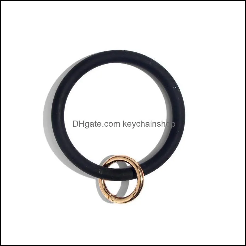 Keychains JUST FEEL Fashion Sequin Silicone Keychain For Women Circle Wristlet Car Ring Wrist Strap Accessories 2021