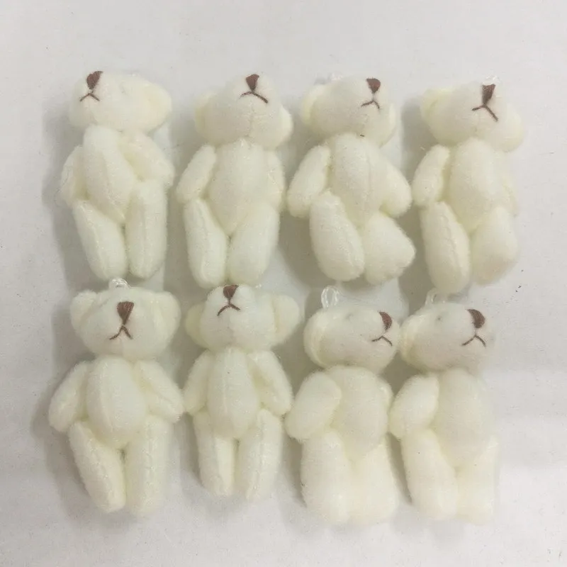 도매 60pcs kawaii 작은 조인트 테디 베어 박제 플러시 4.5cm 장난감 테디 곰 미니 곰 테드 벨벳 장난감 결혼식 선물 Y0106