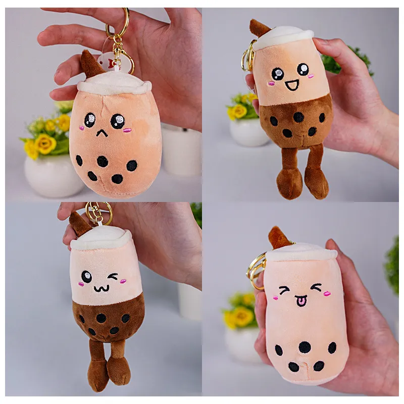 Bubble Tea Cup Boba Plush Keychain Toys Fruit Pendant Animal Key Chain Keyring Wallet Bag Pendant Kids Gifts FY7776