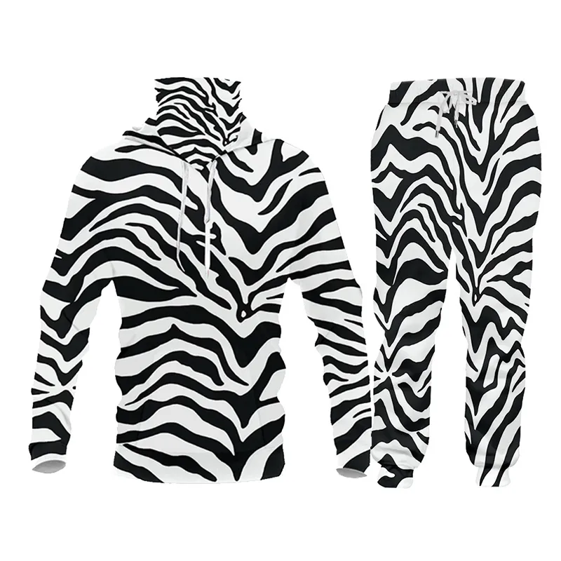Harajuku 3D Black While Zebra Unisex tracksuit s - UJWI