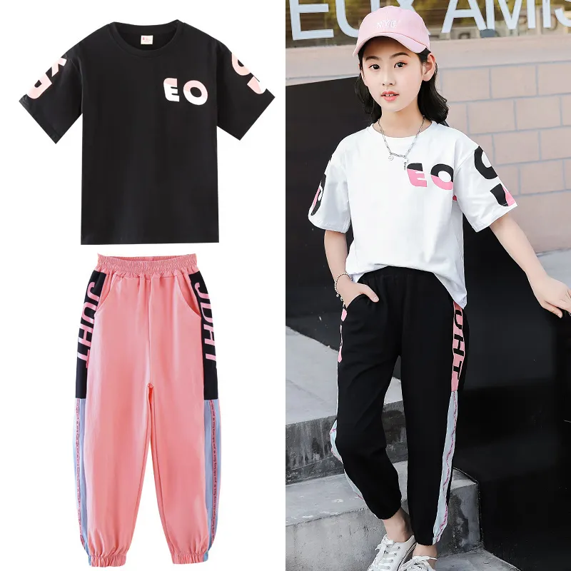 Summer Sport Clothing Set For Girls Short Sleeve Shirt And Pants Combo  Sizes 5 12 Years From Bai08, $10.53