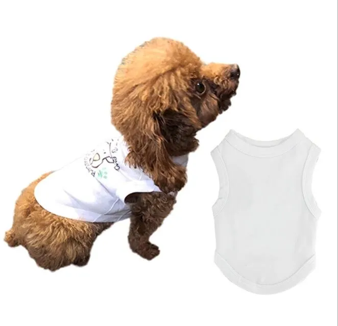10 Stück Sublimation Blanko weiß DIY Haustier Hundebekleidung dünne Weste für kleine Haustiere Wärmeübertragungsdruck