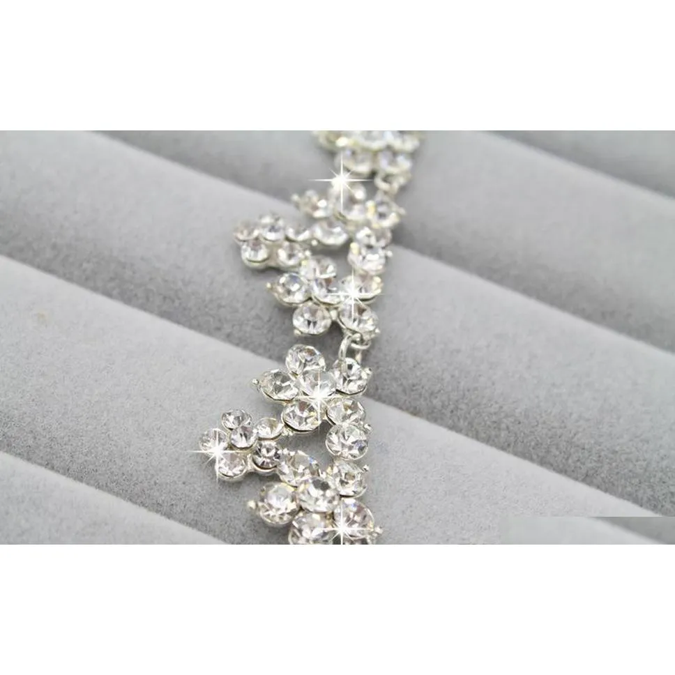 wedding jewelry sets engagement bridal rhinestone earring and necklace sets simple shining wedding dress accessories jewelry in bulk