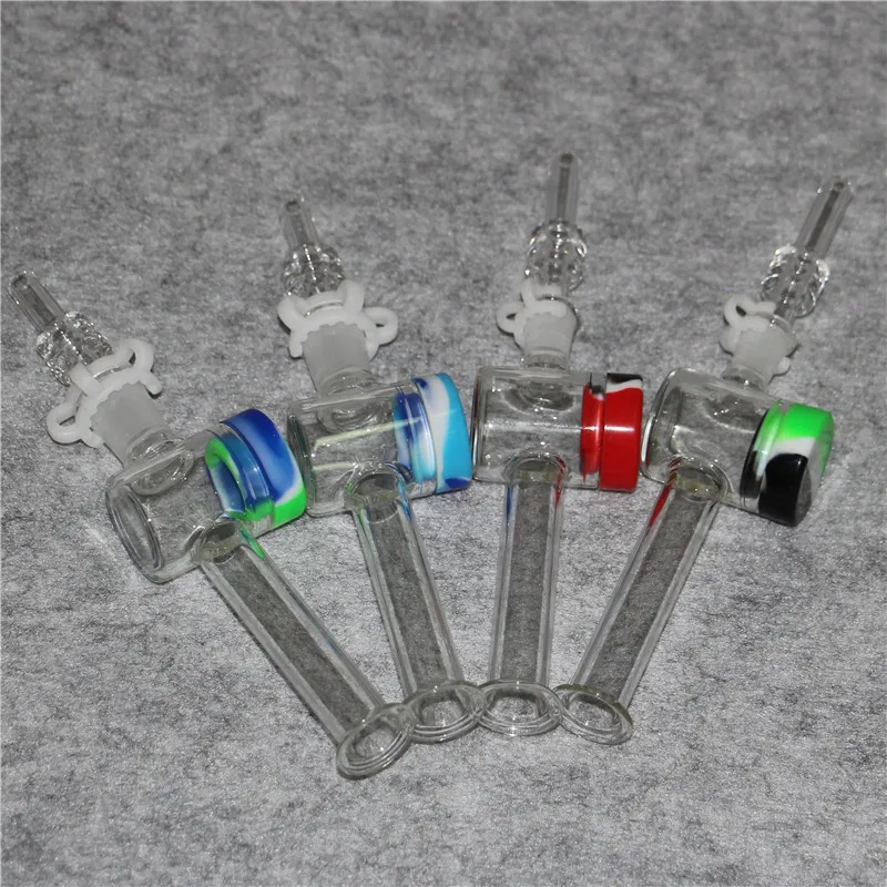 Pipe de verre Bong Bong Bong avec des pointes de quartz de 10 mm 14 mm Paille de paille DAB Riches d'huile Silicone Réclamateur Keck Clip Clip Pipes en verre ACCESSOIRES