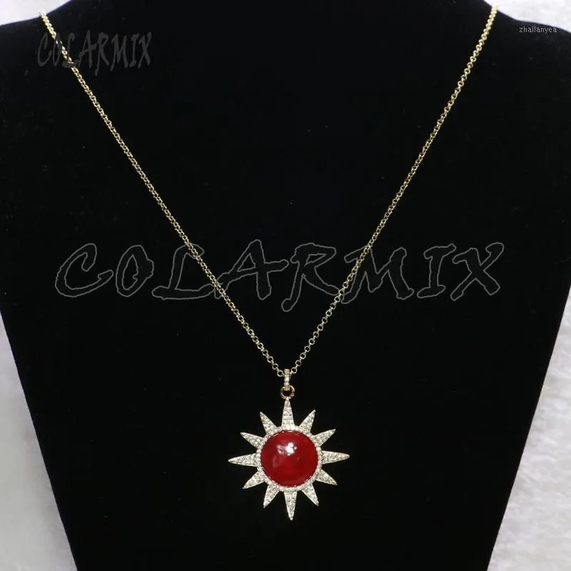Chaînes 5 Pièces Soleil Forme Pendentifs Collier Solaire Perles Rouges Charme Bijoux Accessoires Pour Femmes 55401