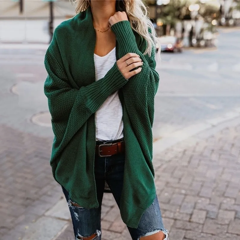 Solid Autumn Winter Women Cardigan Korean Sweater Chompas Para Mujer Batwing Sleeve Casual Women Cardigans Coat Clothes 201130