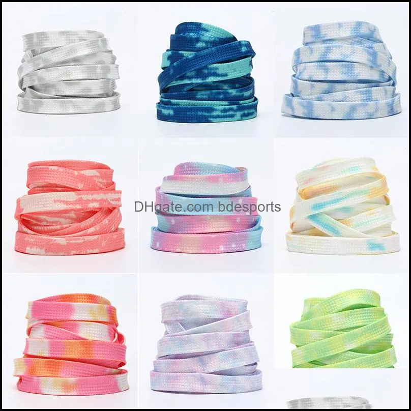 Shoe Parts & Accessories Shoes Tie Dye Shoelaces Canvas Rope White Grey Blue Mint Green Light Colorf Laces Length 100-180 Cm Drop Delivery 2