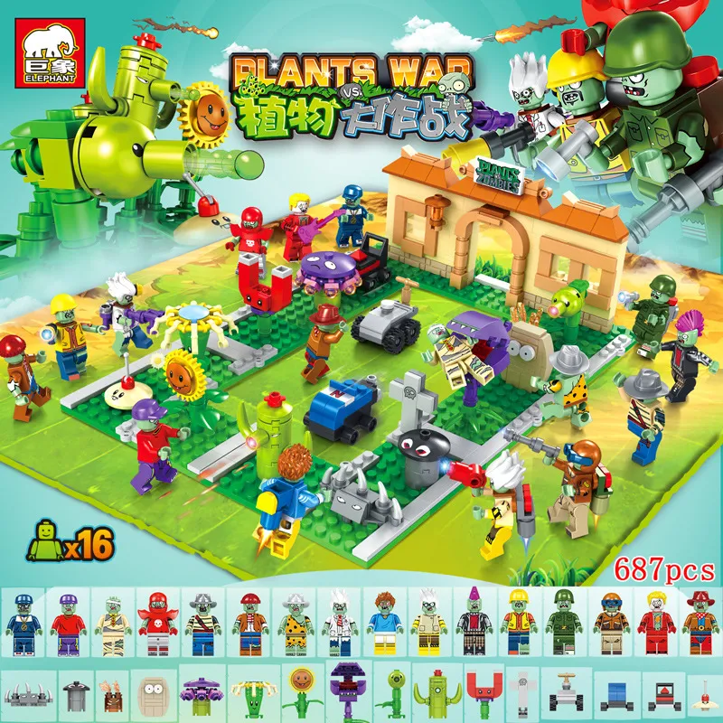 2020 New PVZ Plants Vs Zombies Struck Game Toy Action Toy & Figures Building Blocks Bricks Brinquedos Toys For Children C1115