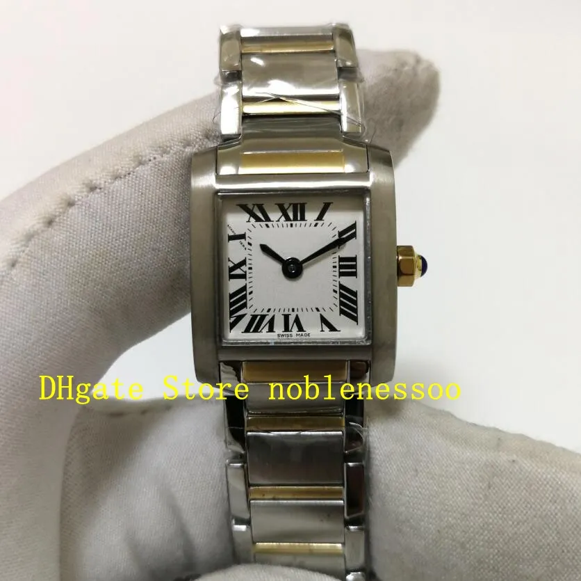 2 Färg REAL Foto med Box Ladies 25 X 20 W51007Q4 Women's T Gold Två-ton rostfritt stål Watch W50012S3 Quartz Movement Lady Women