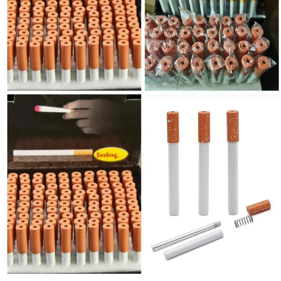 egosmoker Forme de cigarette en métal fumer Tuyaux à ressort Alliage d'aluminium longueur 80mm tuyau en métal pour tuyau de tabac à herbes sèches