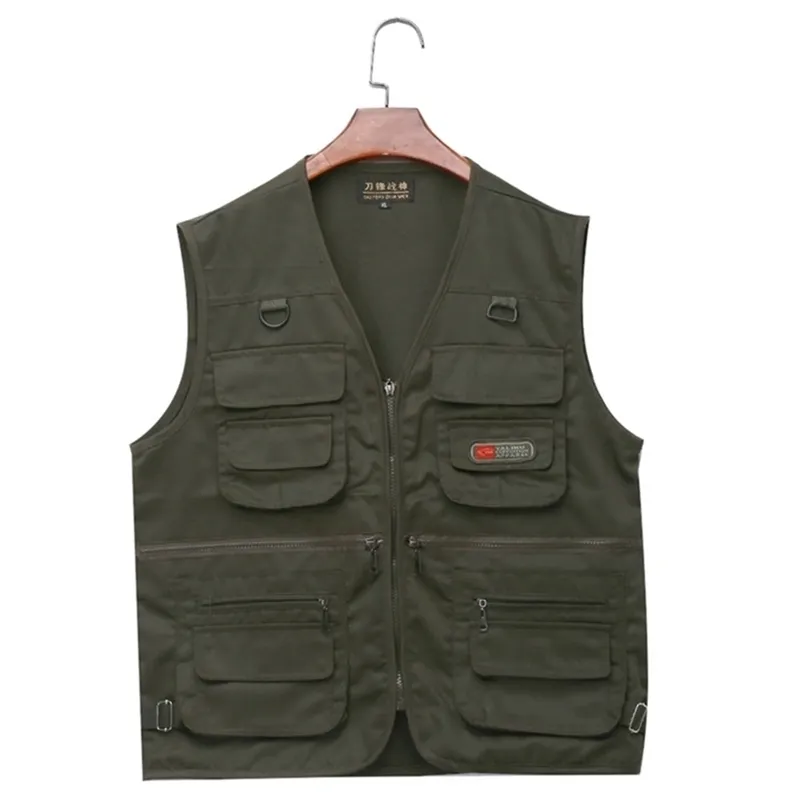 Heren vissen vest met multi-pocket rits voor fotografie / jagen / reizen outdoor sport leger groen zwart 201214