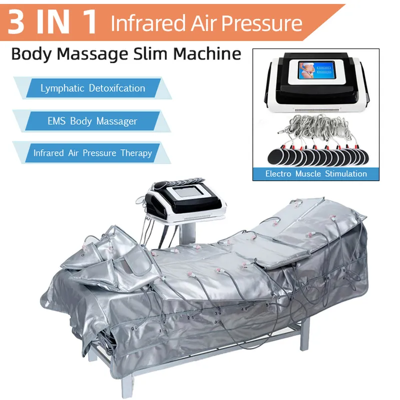 3 em 1 pressoterapia infravermelha distante bio ems estimulação muscular elétrica sauna pressão de ar drenagem linfática corpo emagrecimento321