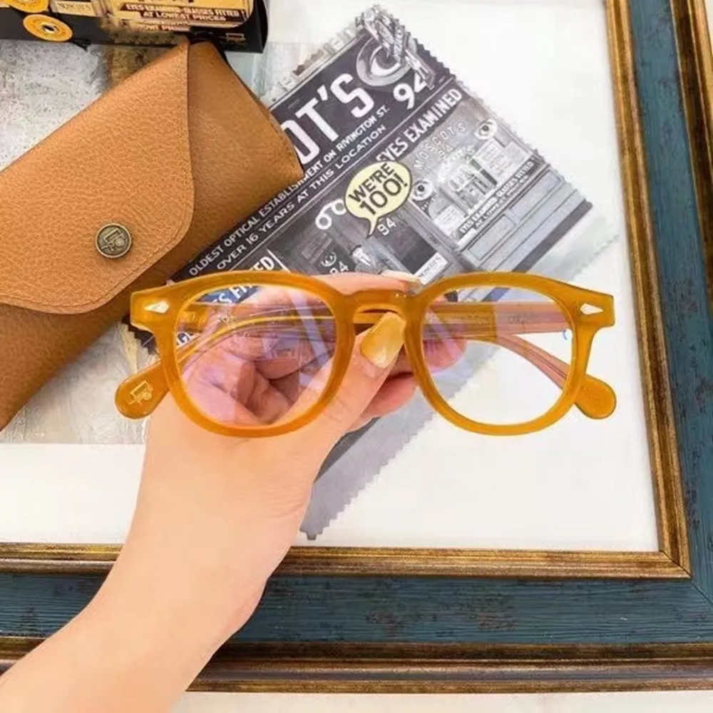 Jackjad Najwyższej jakości ramka octan johnny depp lemtosh styl okulary okulary ramki vintage okrągłe marki projekt okulary Oculos de Grau Oryginalny etui