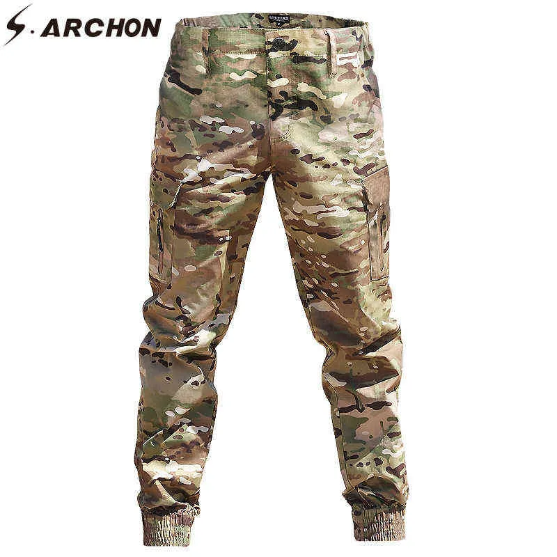 S.archon Kamuflaż Jogger Spodnie Mężczyźni Camo Stożkowe Spodnie Cargo Wodoodporne Spodnie Tactical Mężczyzna Casual Fashion Streetwear Spodnie H1223