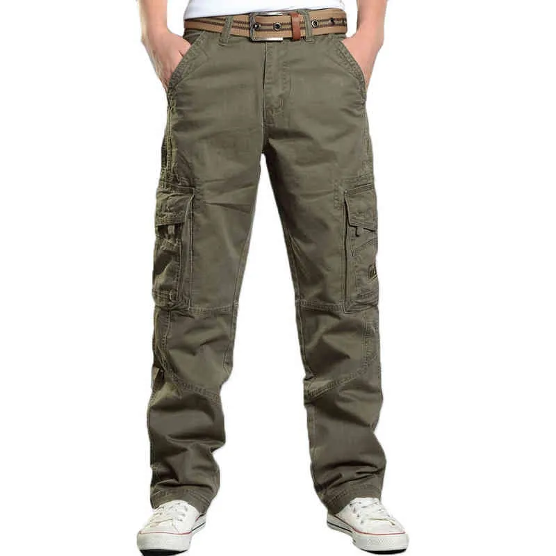 Spodnie Cargo Mężczyźni Casual Baggy Multi Kieszenie Spodnie Pantalon Homme Mężczyzna Streetwear Combat Wojskowy Tactical Bawełniane Spodnie Ubrania H1223
