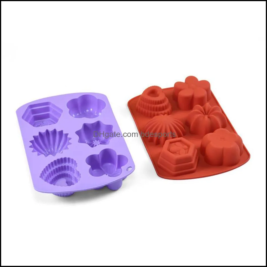 6 In 1 Cake Mold Tool Silicone Baking Pudding Jelly Chocolate Molds a23