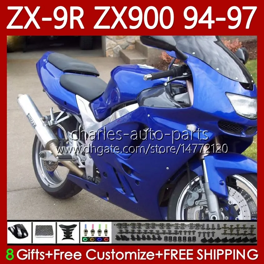 Kit de feiras para Kawasaki Ninja ZX-9R ZX 9R 9R 900 CC ZX9 R ZX9R 94 95 97 97 Bodywork 100no.71 ZX900 900CC ZX-900 1994 1995 Fábrica Blue 1996 1997 ZX900C 94-97 OEM Moto