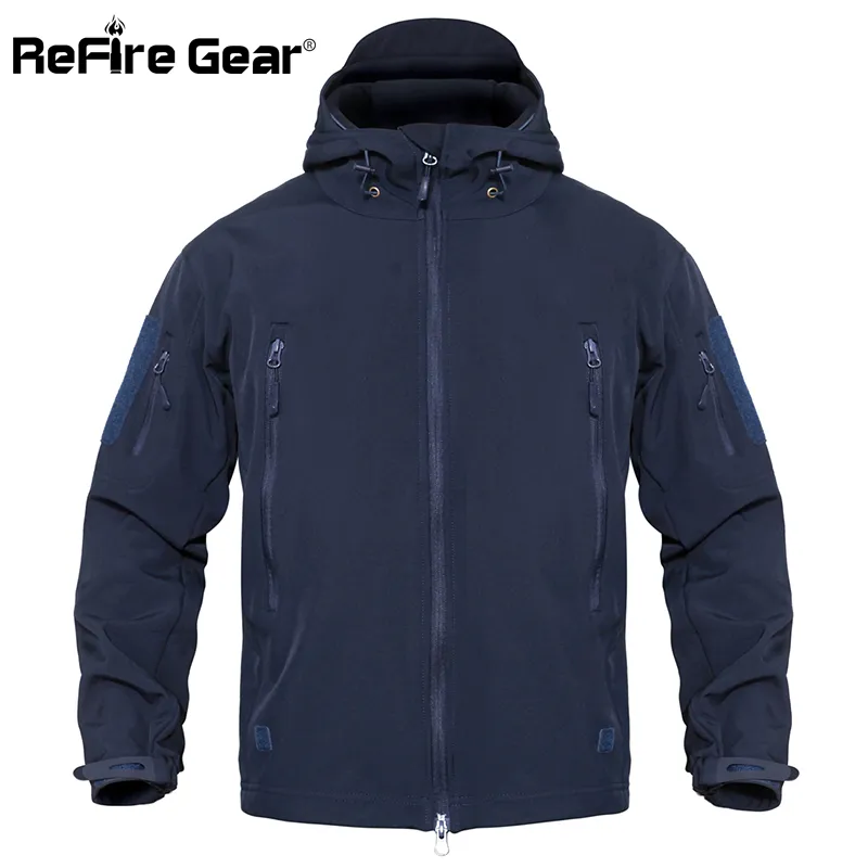 ReFire Gear Waterproof Army Tactical Jacket Men Camouflage Military Jacket Softshell Windbreaker Winter Hooded Coat Hunt Clothes Y200930