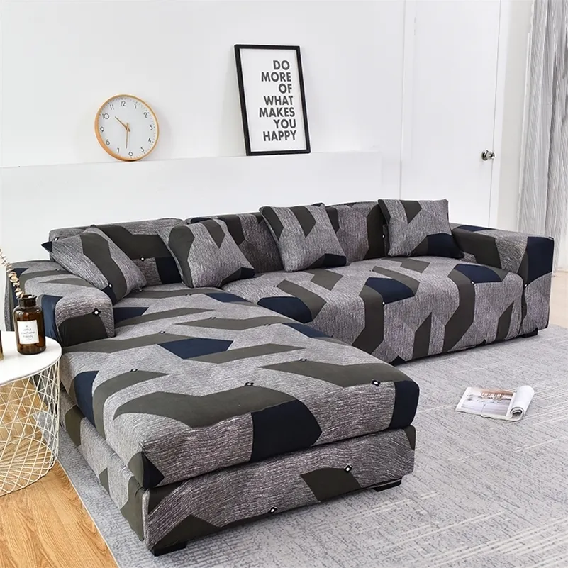 Please Order Sofa Set (2piece) If is L-shaped Corner Chaise Longue Sofa Elastic Couch Cover Stretch Sofa Covers for Living Room LJ201216