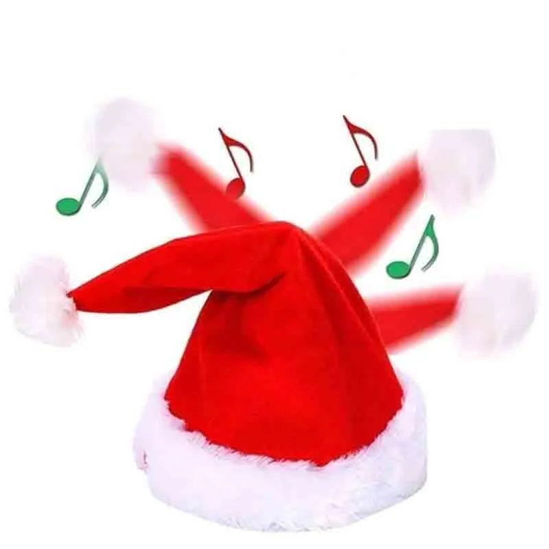 Christmas Snapback Adjustable Hat Funny Shaking Dancing Singing Santa Claus Cap Electric Toys Xmas Party Prop Decoration