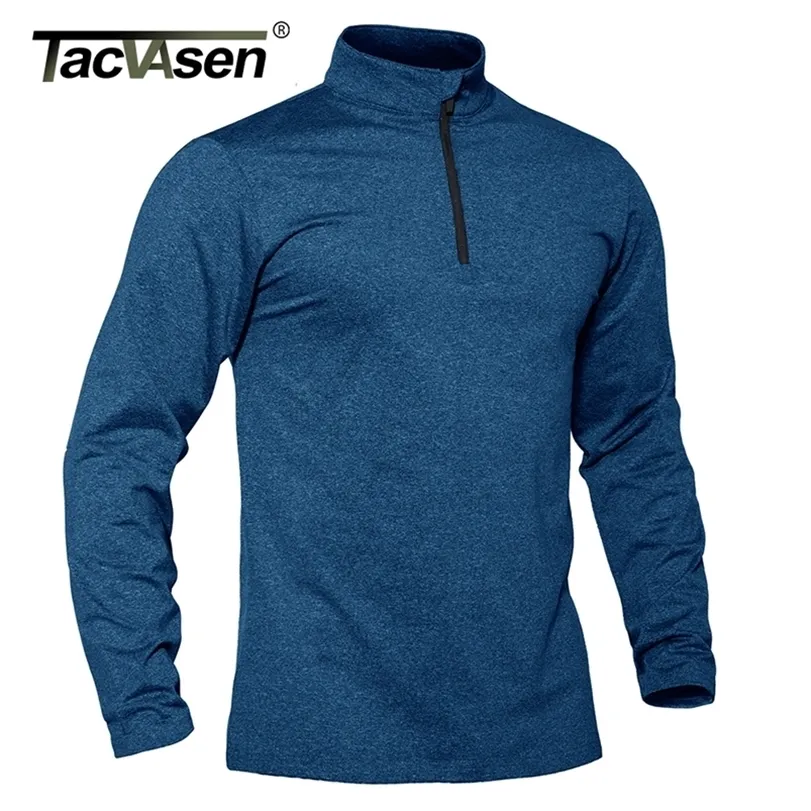 TACVASEN Spring/Fall Thermal Sports Sweater Men's 1/4 Zipper Tops Breathable Gym Running T Shirt Pullover Male Activewear 220309