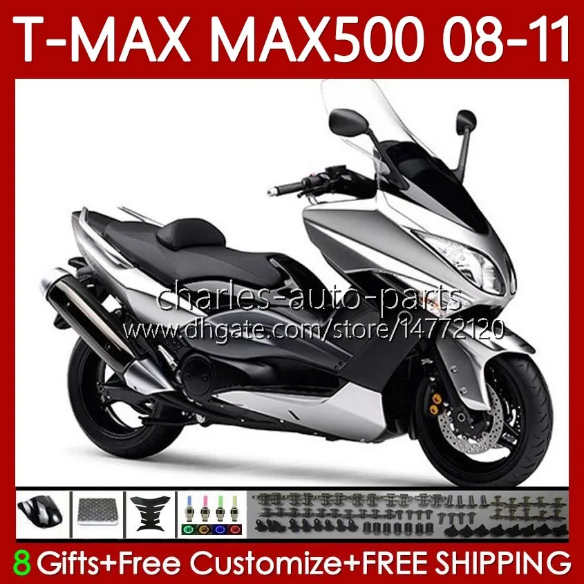 Yamaha T-Max500 Tmax-500 Max-500 T 08-11 광택 실버 Bodywork 107no.18 Tmax Max 500 Tmax500 Max500 08 09 10 11 XP500 2008 2009 2010 2011 페어링