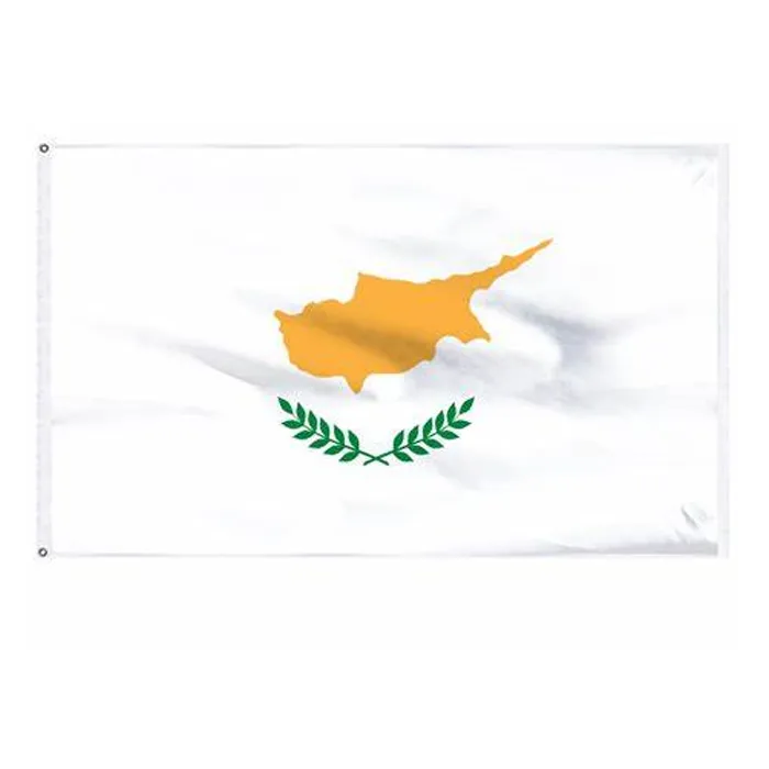 Bandeiras de Chipre Europeu 3'X5'ft Hot País Nacional Bandeiras 150x90cm 100D Poliéster Frete Grátis Cor vívida com dois ilhós de latão