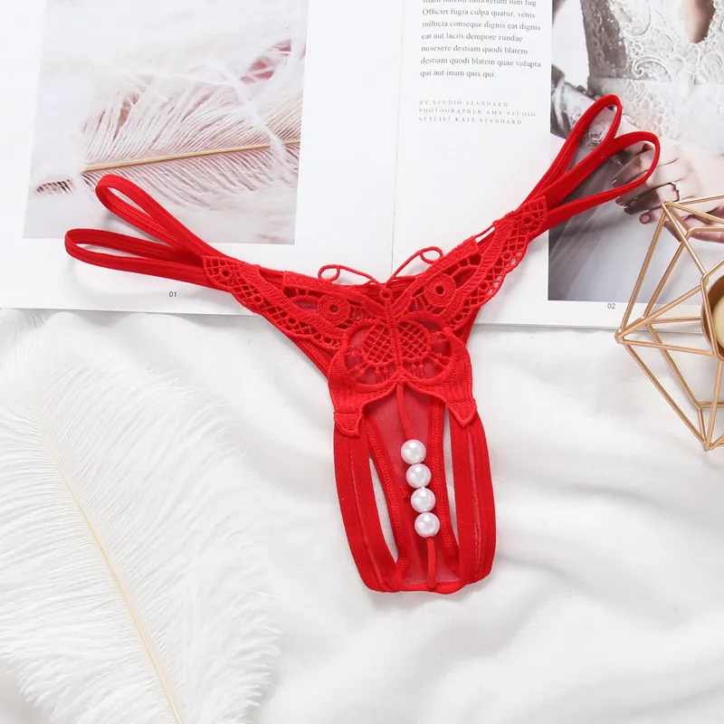 Hollow Butterfly Panties Thongs Strappy Waist Pearl Open Crotch G Strings T  Back Sexy Lingerie Women Underwear Will And Sandy Gift From 1,48 €