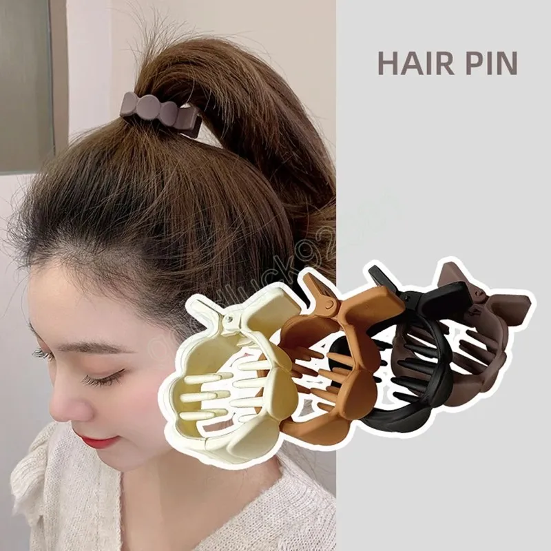 Frosted Mini Hair Claw Clamps High Ponytail Clip Women Khaki Beżowe geometryczne kraby Barrettes Hair Akcesoria