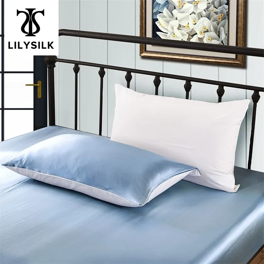 Lilysilk Silk Pillowcase med bomull för hår 100 ren naturlig lyxig dold dragkedja Ters Mulberry Hypoallergenic 220217