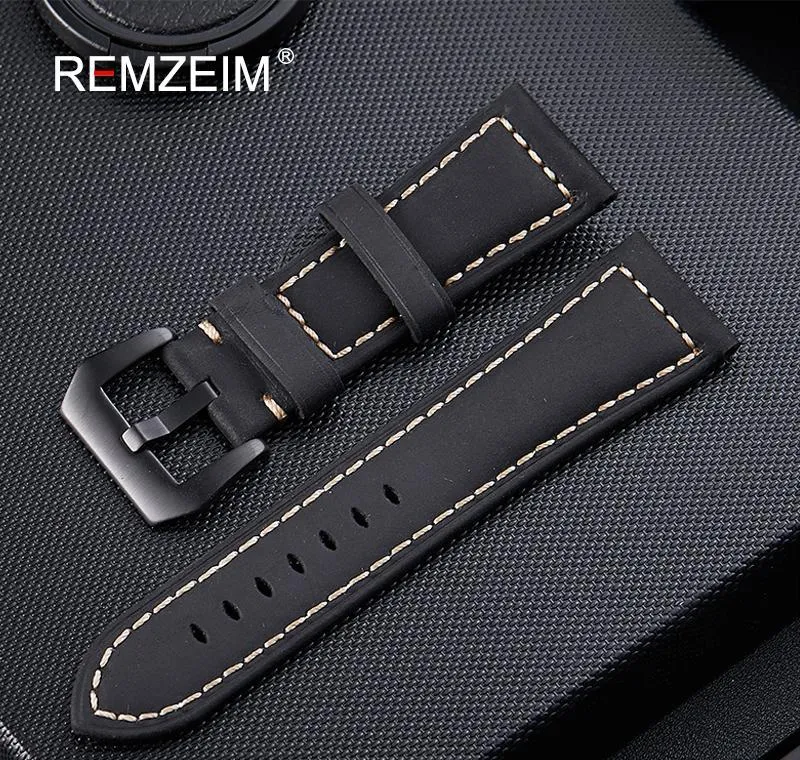 genuine leather watchband 20mm 22mm 24mm 26mm crazy horse nubuck sports outdoor watch band buckle strap relogio pulseira